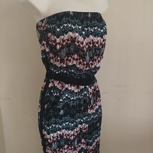 Women Abstract Print Strapless Jumpsuit